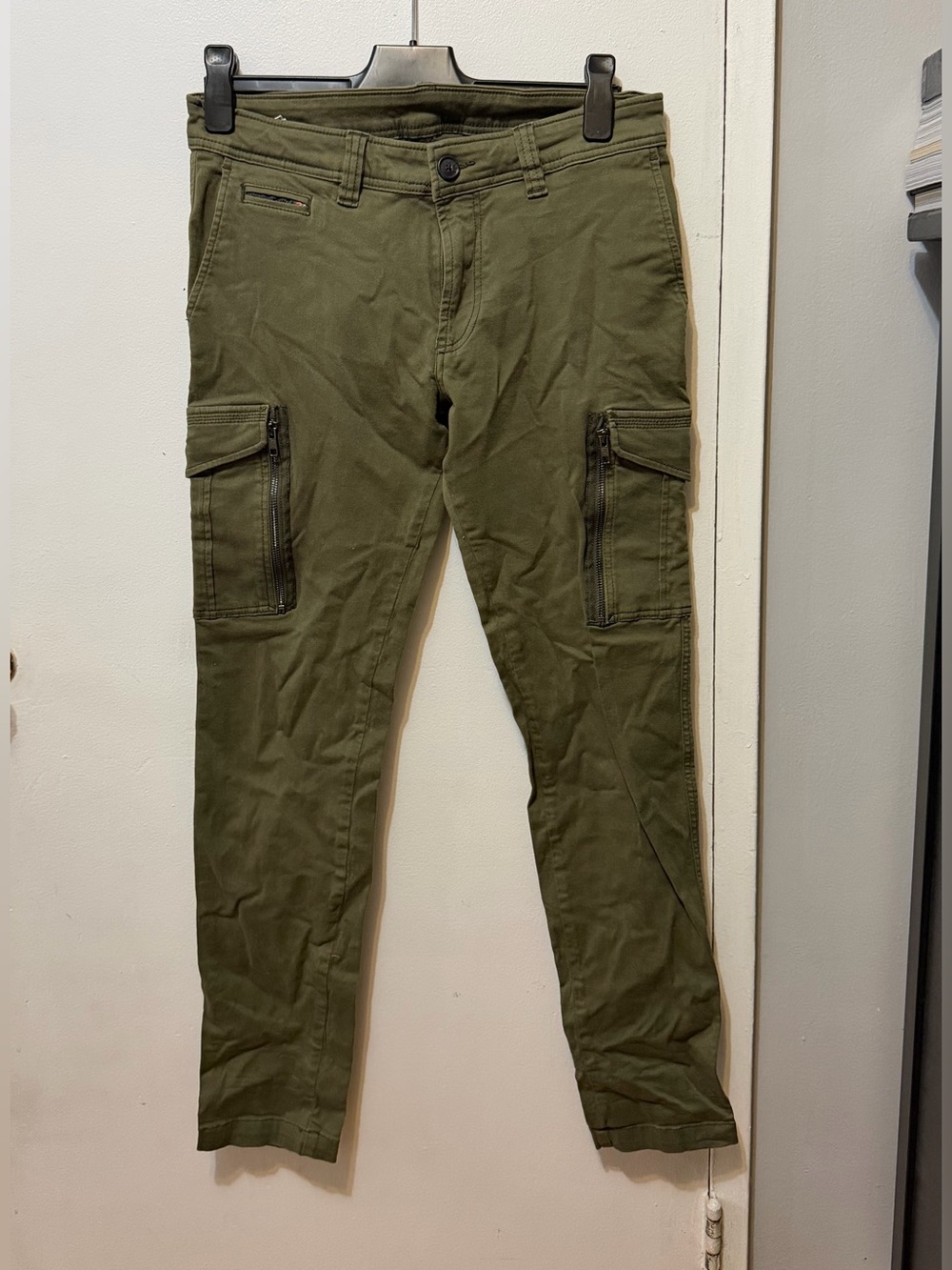 Diesel Olive Green Cargo Pants with Zip Pockets